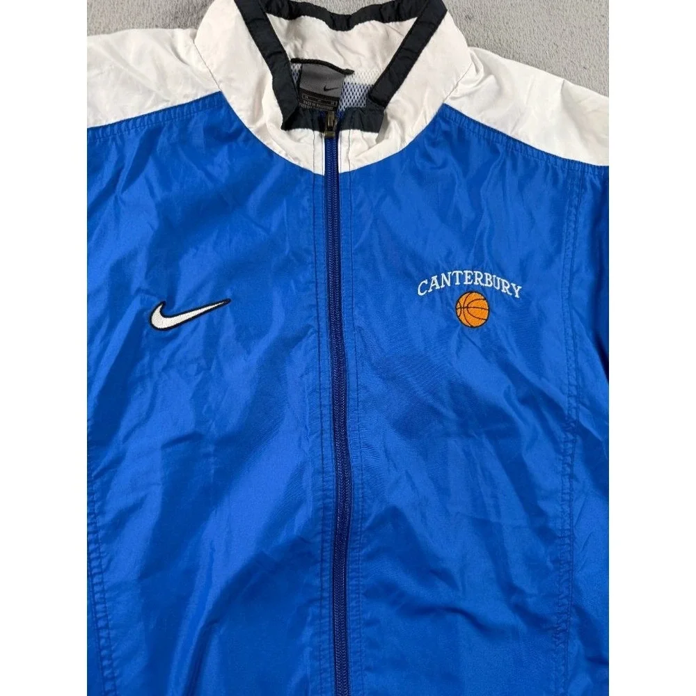 VTG Nike Windbreaker Jacket Mens Medium Blue Canterbury Full Zip Silver Tag Y2K